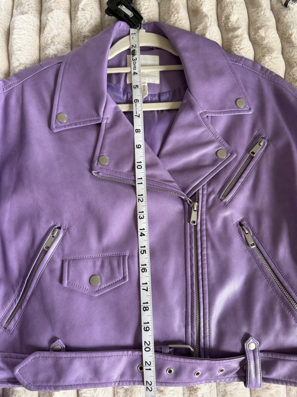 Avec Les Filles Purple Faux Leather Cropped Moto Jacket - Picture 7 of 8